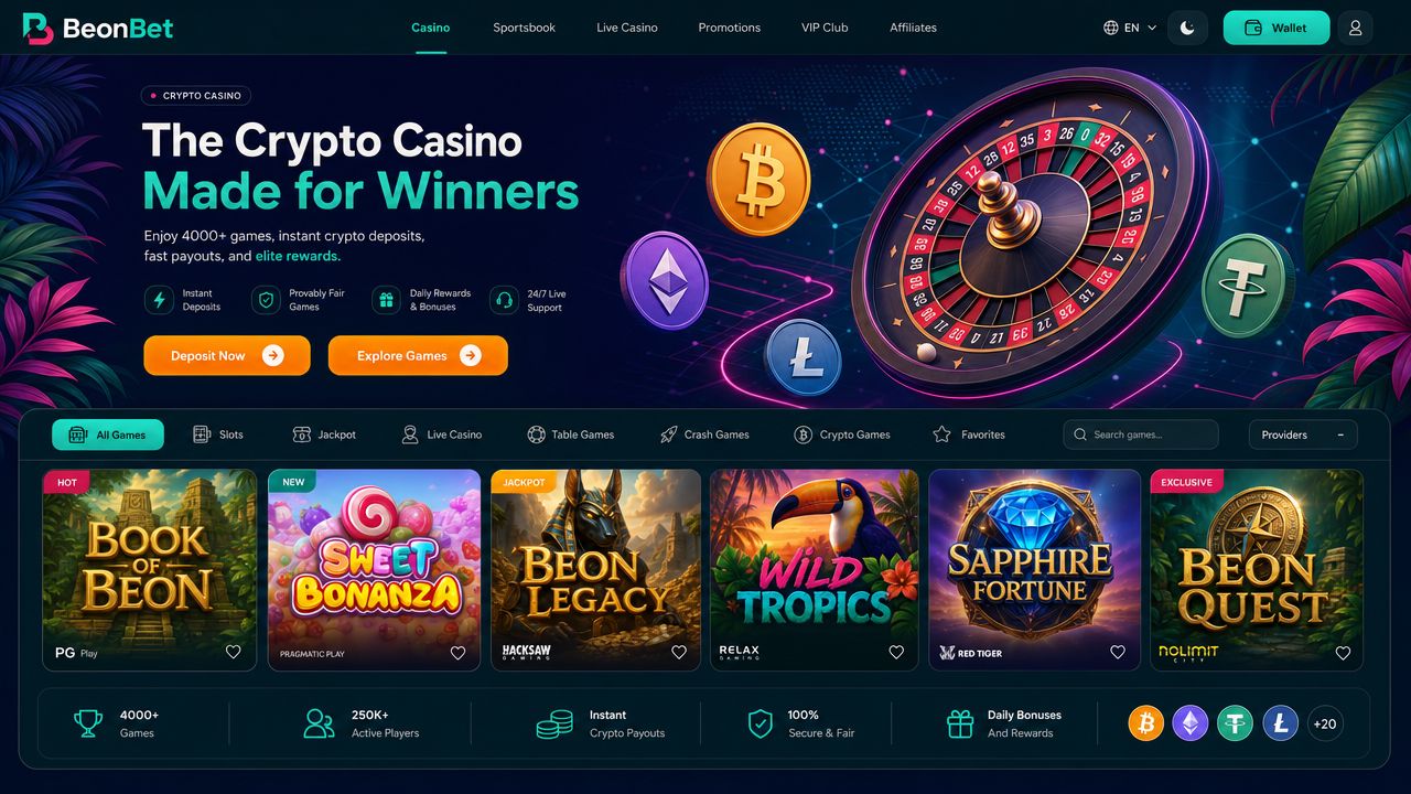 BeonBet casino homepage preview